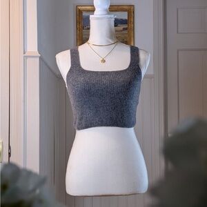 Everlane Charcoal Gray Wool Yak Blend Cropped Tank Top Size M NWT